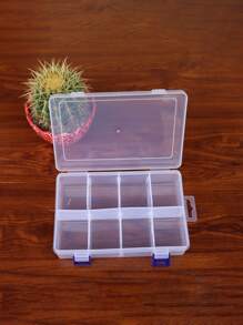 1入組透明DIY8 網格收納盒，用於螺絲、小零件、珠寶、美甲工具收納盒 - 白色 - 查看 1