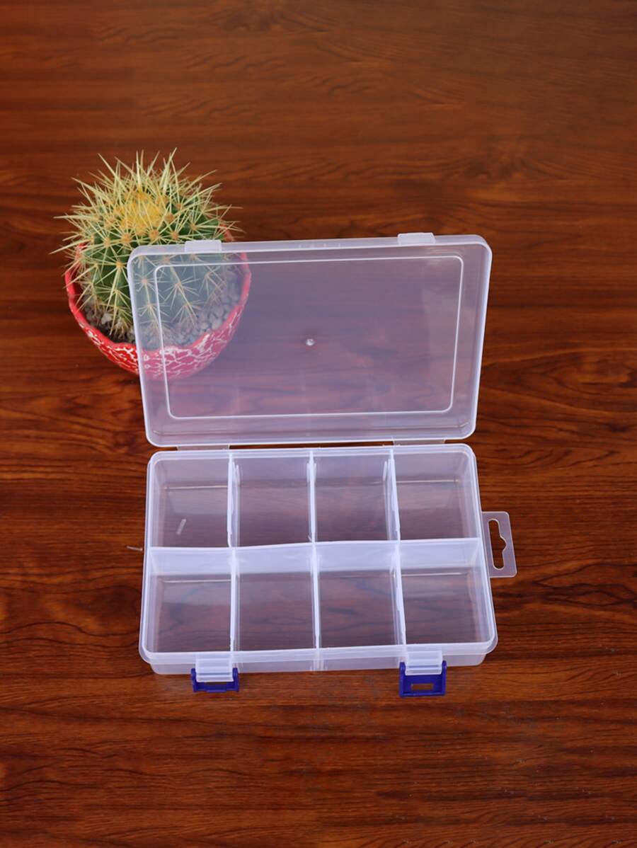 1入組透明DIY8 網格收納盒，用於螺絲、小零件、珠寶、美甲工具收納盒 - 白色 - 查看 1
