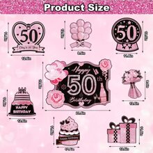 50th Birthday Yard Sign Large Black Gold 50th Birthday Decorations 50 Happy Birthday Yard Signs With Stakes Outdoor Lawn Sign For Birthday Supplies Of 50 Year-Old - Pink - View 5