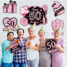 50th Birthday Yard Sign Large Black Gold 50th Birthday Decorations 50 Happy Birthday Yard Signs With Stakes Outdoor Lawn Sign For Birthday Supplies Of 50 Year-Old - Pink - View 3