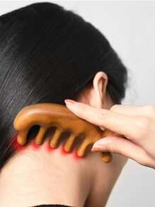 子午線按摩產品梳子,木專業美髮梳子適合女士 - 卡其色 - 查看 2