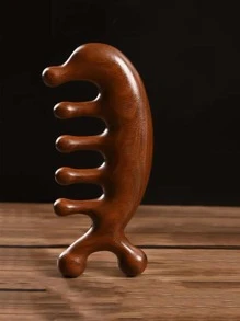 子午線按摩產品梳子,木專業美髮梳子適合女士 - 卡其色 - 查看 1