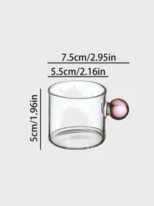 迷人圓形手柄玻璃牛奶杯子,透明玻璃飲料牛奶杯子帶手柄使用,單層 - 粉色 - 查看 10