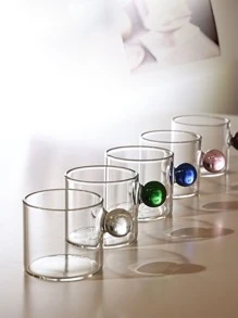 迷人圓形手柄玻璃牛奶杯子,透明玻璃飲料牛奶杯子帶手柄使用,單層 - 粉色 - 查看 2