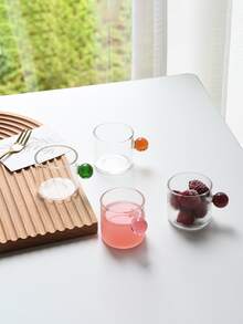 迷人圓形手柄玻璃牛奶杯子,透明玻璃飲料牛奶杯子帶手柄使用,單層 - 粉色 - 查看 8