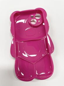 可愛酷炫 3d 泰迪熊矽膠手機殼，兼容 Iphone 13/14 Pro Max/11/12/xr/xs Max - 玫紅色 - 查看 3