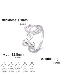 1 chiếc nhẫn thép không gỉ thiết kế hình học thời trang cá nhân hóa dành cho nữ, món quà trang sức thanh lịch. - Bạc - Xem 4