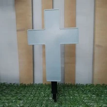Solar LED Cross Stake Light Eternal Lamp Garden for Cemetery Religion - White - View 6