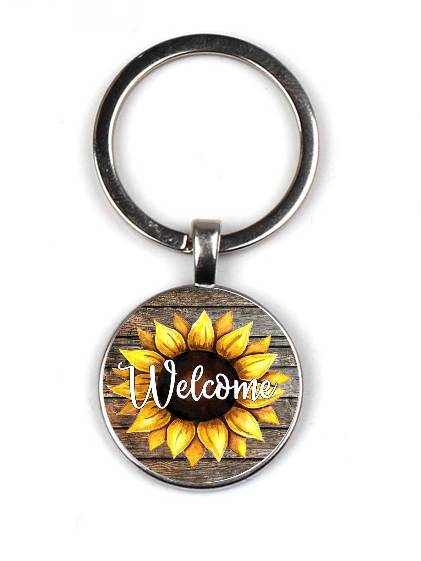 1pc Sunflower Pattern Keychain - Silver - View 1