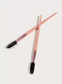 2支装睫毛梳刷套装，包含睫毛延长刷、睫毛膏涂抹棒、睫毛眉刷，粉色、绿色、黄色、灰色可选，另有眉刷、眼影刷等多种用途。
