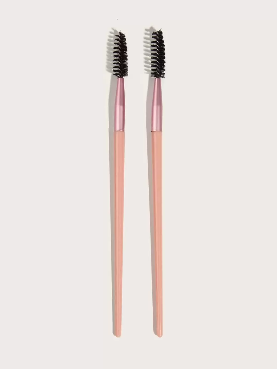 2支装睫毛梳刷套装，包含睫毛延长刷、睫毛膏涂抹棒、睫毛眉刷，粉色、绿色、黄色、灰色可选，另有眉刷、眼影刷等多种用途。