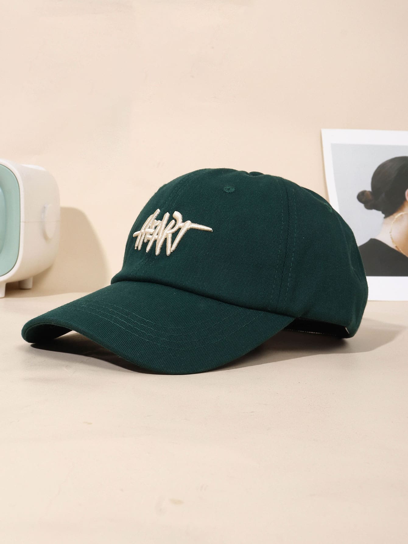休閒街頭風字母刺繡棒球帽,一種尺寸,黑暗綠色 - 墨綠色 - 查看 1