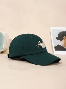 休閒街頭風字母刺繡棒球帽,一種尺寸,黑暗綠色 - 墨綠色 - 查看 3