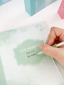 1pc A5 Size Green Paper Ink Splashed Tie-dye Pattern Printed Cover Photo Album - Green - View 3