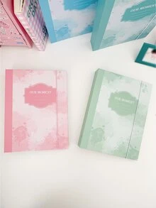 1pc A5 Size Green Paper Ink Splashed Tie-dye Pattern Printed Cover Photo Album - Green - View 6