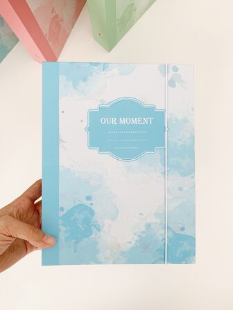 1 pieza A5 tamaño azul papel tinta chapoteo con patrón de tie dye con estampado Funda Álbum de fotos