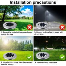 1 件太阳能户外灯 12 个 LED，明亮的太阳能地面灯 IP65 防水，户外花园灯太阳能庭院走道花园车道花园灯，户外太阳能灯 - 冷白色 - 查看 5