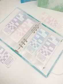 1入組A5尺寸藍色紙墨水飛濺紮染圖案圖案套相簿 - 藍色 - 查看 4