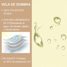 遮阳帆，方形矩形遮阳帆，花园露台防水涤纶遮阳篷，游泳遮阳篷，露营徒步帆篷 - 米色 - 查看 4