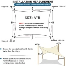 遮阳帆，方形矩形遮阳帆，花园露台防水涤纶遮阳篷，游泳遮阳篷，露营徒步帆篷 - 米色 - 查看 7