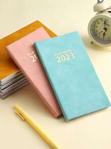 1入組2023年英文版每日計劃筆記本，帶365天時間管理和64頁，皮套每日計劃效率手冊 - 灰色 - 查看 6