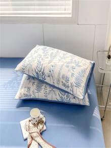 3 chiếc Vỏ chăn hai lớp Polyester màu tím được giặt bằng nước có khóa kéo và 2 vỏ gối, rất mềm mại và thoải mái cho tất cả các mùa - Màu xanh lam - Xem 5