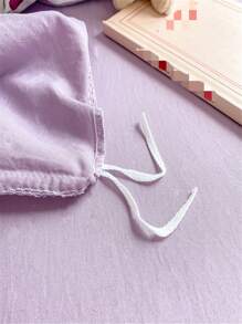 3 cái/bộ Vỏ chăn hai lớp bằng sợi polyester nhuộm màu tím được giặt bằng nước có khóa kéo và 2 vỏ gối, rất mềm mại và thoải mái, thích hợp cho tất cả các mùa - Màu tím - Xem 9