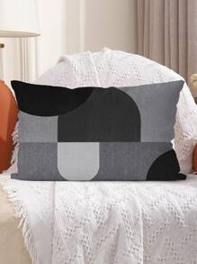 1入組幾何圖案枕套 - 黑與白 - 查看 4