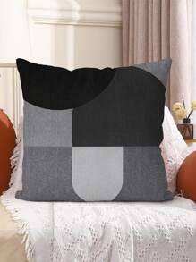 1入組幾何圖案枕套 - 黑與白 - 查看 3