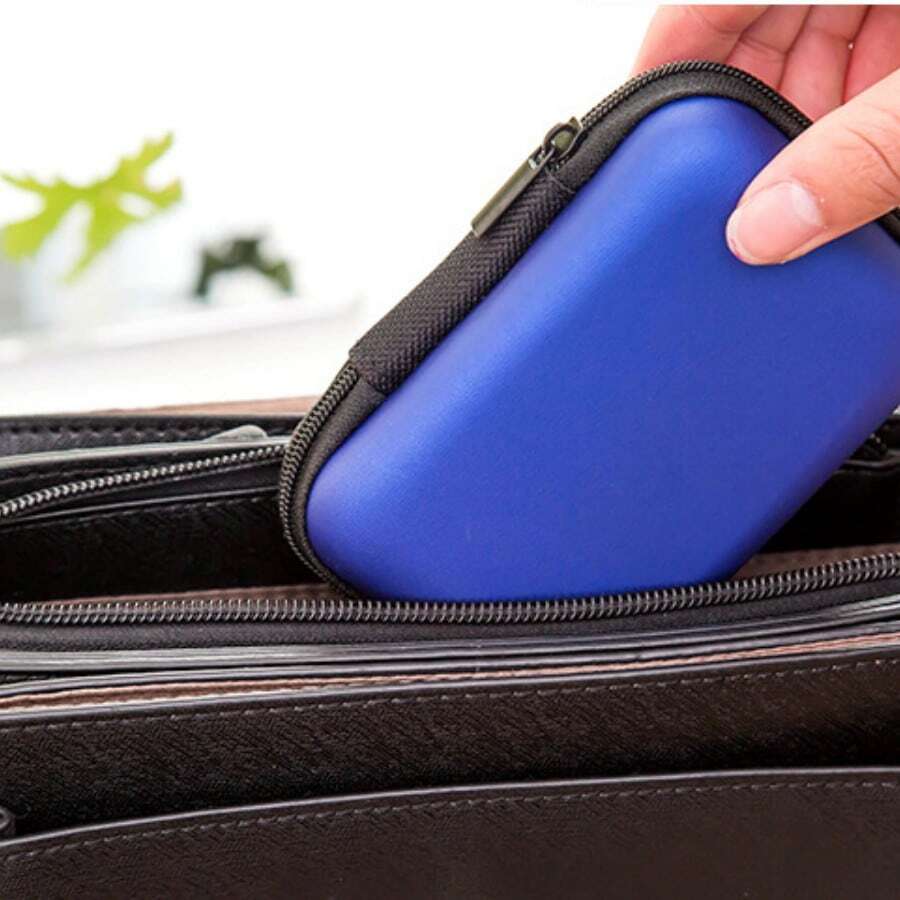 1入組數據線整理器包適用於數據數據線,耳機,硬幣,帶拉鍊閉合 - 寶藍色 - 查看 1