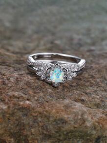 一對的豪華白色蛋白石女性首飾類作為A禮品適用於戀人和閨蜜 - 白色 - 查看 3