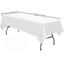 1 件纯色白色矩形一次性塑料桌布，返校情人节 - 白色 - 查看 2