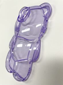 可愛卡通 3d 泰迪熊愛情設計手機殼兼容 Iphone 14/13 Pro Max/12/11，透明軟保護套 - 紫色 - 查看 2