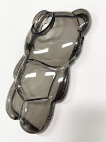 卡通可愛 3D 小熊心形圖案手機殼兼容 Iphone 14、13 Pro Max、12（透明）、11（軟） - 黑色 - 查看 2