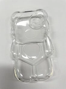 卡通可愛 3d 心形小熊手機殼適用於 Iphone 14/13 Pro Max/12 全新/11 透明/柔軟