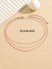 1入組Ins極簡蛇骨雙鏈條鎖骨項鍊 - 玫瑰金 - 查看 3