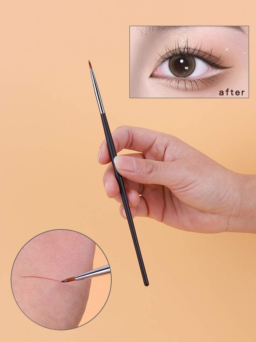 1pc Fine Eye Line & Blemish Concealer Brush For Dark Circles & Tearing Ditches Makeup Tool - Black - View 1
