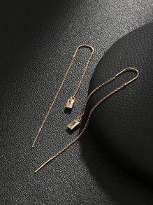 Nooxian 1雙時尚銅方晶鋯石裝飾耳線適合女士日常裝飾 - 金黃色 - 查看 4