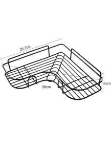 1入組浴室配件免打孔角落浴室架子浴室固定裝置鍛鐵收納架廚房三角架牆架子 - 黑色 - 查看 9