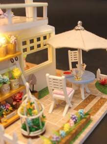 粉色閣樓DIY娃娃屋帶家具,樂趣手工3D七巧板拼圖玩具木微型成套工具,家庭裝飾工藝 - 彩色 - 查看 4