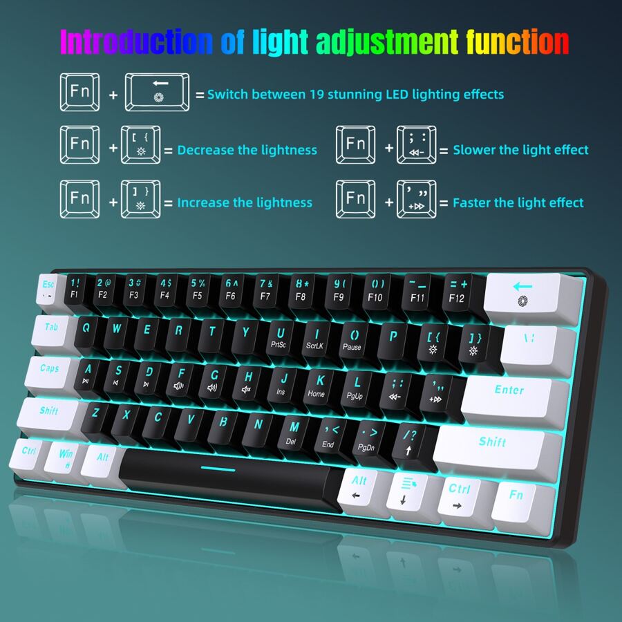 HXSJ Hxsj 61 Key Compact Mechanical Wired Keyboard With Blue Switch