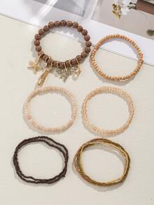 9入組波西米亞風格玻璃串珠手鍊 - 彩色 - 查看 2