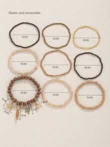 9入組波西米亞風格玻璃串珠手鍊 - 彩色 - 查看 3