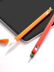 1入組胡蘿蔔設計矽膠觸控筆套適用於Apple Pencil - 橘色 - 查看 3