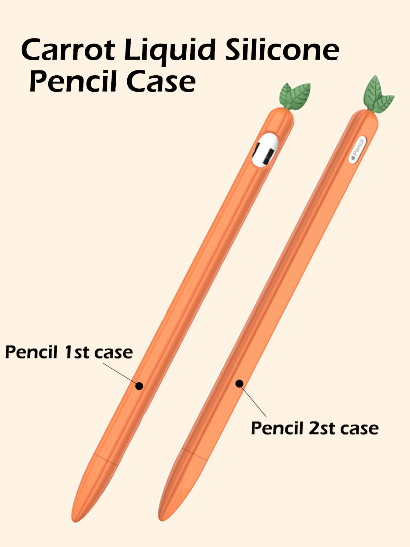 1入組胡蘿蔔設計矽膠觸控筆套適用於Apple Pencil - 橘色 - 查看 1