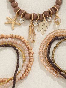 9入組波西米亞風格玻璃串珠手鍊 - 彩色 - 查看 4