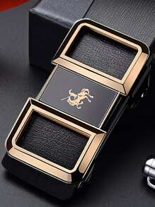 1pc Men's Fashionable Smooth Buckle Pu Leather Belt Without Gift Box Work Summer, School Casual, Business, Boyfriend Husband Father Dad Men Gift, Daily Wear, Fashion, Teen, Outdoor, Vacation, Athletic, Travel, Street, Boho, Vintage Fall, Autumn, Halloween Autumn-Winter Accessories,Suitable For Teens, Youth,Men,Casual, Outdoor, Athletic, Vacation, Graduation Gifts, Birthday, Daily Wear - Black - View 5