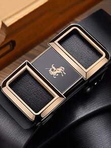 1pc Men's Fashionable Smooth Buckle Pu Leather Belt Without Gift Box Work Summer, School Casual, Business, Boyfriend Husband Father Dad Men Gift, Daily Wear, Fashion, Teen, Outdoor, Vacation, Athletic, Travel, Street, Boho, Vintage Fall, Autumn, Halloween Autumn-Winter Accessories,Suitable For Teens, Youth,Men,Casual, Outdoor, Athletic, Vacation, Graduation Gifts, Birthday, Daily Wear - Black - View 4