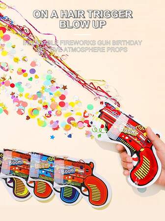 件/5 件充氣手持五彩紙屑槍適合生日、畢業典禮、慶典和節日（顏色隨機）