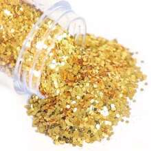 激光金色葱指甲粉，10ML 瓶装指甲闪光指甲贴片配件 - 黃色 - 查看 3